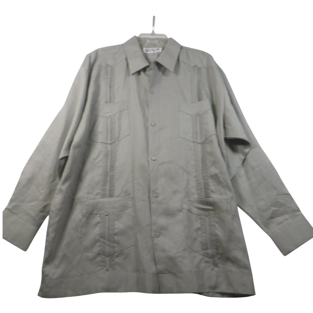 Giovanni Uomo Mens‎ XL Guayabera Shirt Long Sleeve Pintuck Mexican Wedding